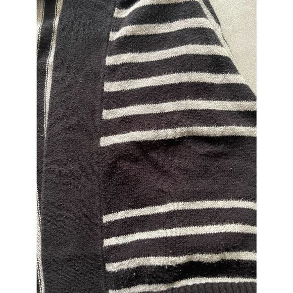 Sharagano Studio Open Front Draped  Waterfall Cardigan Sweater‎ Black Gray - Picture 4 of 4